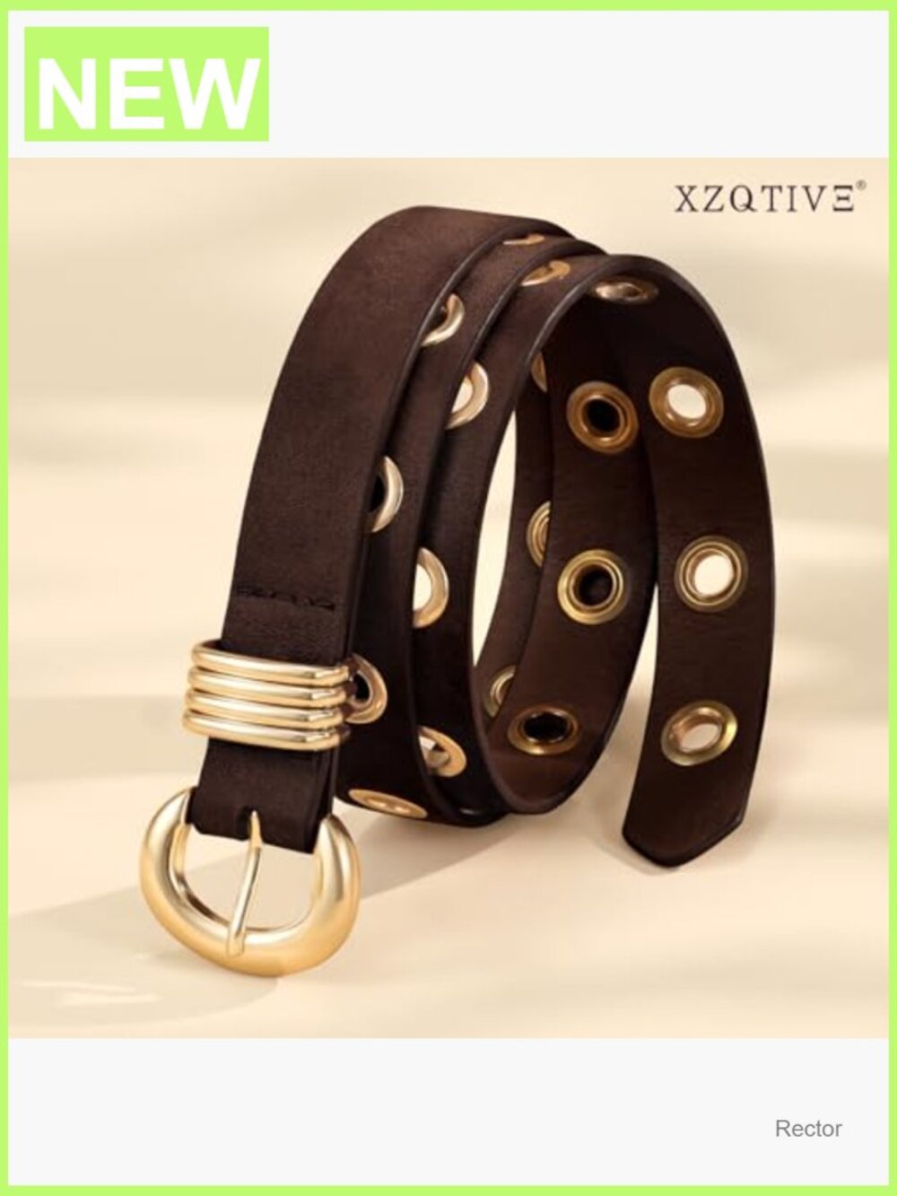 Skinny Leather Belt with Gold Buckle for Jeans Pants - Picture 6 of 7